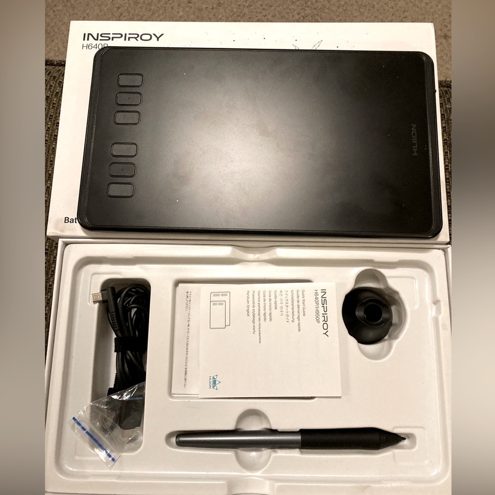 HUION Inspiroy H640P Drawing Tablet with Battery-Free Stylus USED ONCE